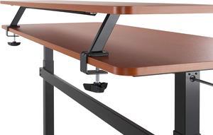 Stand Steady 55 Inch Clamp On Desk Shelf | Large Monitor Riser Supports 3 Screens for Extra Storage | Ergonomic Monitor Stand Securely Attaches to Surface with Clamp Base - No Screws (55 in/Cherry)