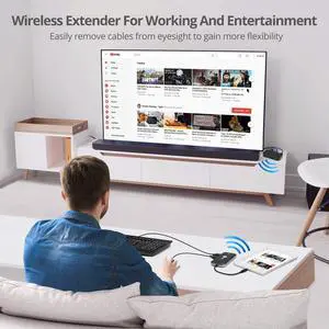 SIIG Wireless Video Extender with USB-C Hub, 2X USB 3.0,5Gbps, SD & TF Card Reader, Extend 1080p Video to VGA & HDMI Display via Wireless simultaneously, USB-C DP Alt Mode Required CE-H26P11-S1