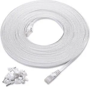 Cable Matters 10-Pack 10-Foot Snagless Cat6 Ethernet Cable (Cat6 Cable, Cat 6 Cable) in Black & 1-Pack 50-Foot Cat6 Snagless Long Flat Ethernet Cable