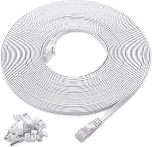 Cable Matters 125-Foot Snagless Long Cat6 Ethernet Cable (Cat6 Cable, Cat 6 Cable) in Black & 50-Foot Cat6 Snagless Long Flat Ethernet Cable in White