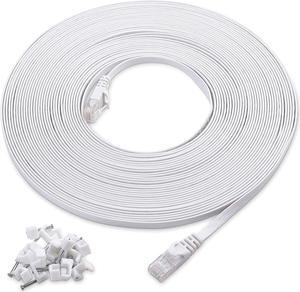 Cable Matters 150-Foot Snagless Long Cat6 Ethernet Cable (Cat6 Cable, Cat 6 Cable) in Blue & 50-Foot Cat6 Flat Ethernet Cable in White