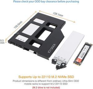 ICY DOCK 2 x M.2 NVMe SSD PCIe 4.0 Mobile Rack for 9.5mm Ultra Slim ODD Bay (not Support Tri-Mode) | ToughArmor MB852M2PO-B