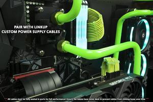 LINKUP - Ultra PCIe 4.0 X16 Riser Cable [RTX4090 RX6950XT x570 Z690 Tested] Shielded PCI Express Gen4 Reverse PCIE Connector w/270 Degree Socket (24cm/9.44") Compatible with NZXT H1 w/o Screw|White