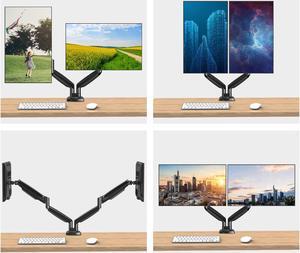 MOUNTUP Dual Monitor Mount for 2 Max 35 inch Ultrawide Screen, Hold 6.6-30.9lbs, Full Motion Gas Spring Dual Monitor Desk Arm, Adjustable Heavy Duty Monitor Stand, VESA Bracket with Clamp/Grommet Base