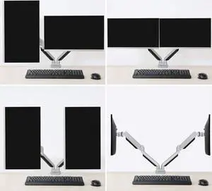 MOUNTUP Dual Monitor Stand Mount- 2 Monitor Arm Desk Mount with Gas Spring, Die-Cast Aluminum Computer Monitor Stand fits 2 Screen 17 to 32 inch - Each Arm Holds up to 17.6LBS