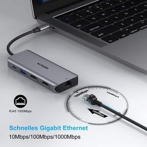 USB C Dual HDMI Adapter, USB C Laptop Docking Station 9 in 1 Triple Display Multiport Dongle, Type C Hub with 2 HDMI, 100W PD, Ethernet, 3 USB and SD/TF Card Reader for HP/Dell/Lenovo/Surface Laptop