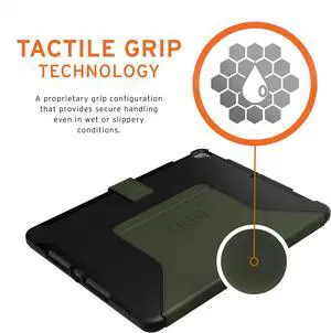 URBAN ARMOR GEAR UAG iPad 10.2 Case 9th Generation 2021 iPad 8th Generation 2020 Case, Scout Rugged Heavy Duty Protective Cover Multi-Angle Viewing Folio Stand with Pencil Holder, Black/Olive