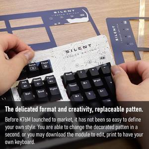 i-rocks K76M Custom Silent Mechanical Keyboard 104 Keys, with Swappable Panel (4 Skins Included), Transparent Housing and Onboard Memory for Macro Recordings (i-rocks Silent Red Switches, Black)