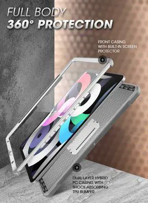 SUPCASE Unicorn Beetle Pro Series Case Designed for iPad Air 5 (2022) / iPad Air 4 (2020) 10.9 Inch, with Pencil Holder & Built-in Screen Protector Full-Body Rugged Heavy Duty Case (White)