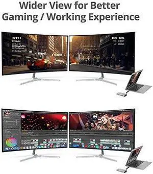 SIIG USB-C to Mini DisplayPort & HDMI VXP Adapter with PD 3.0, 100W PD, Combine Two Monitor to One 3840x1080 Video Wall, Compatible with Windows/Mac, DP Alt Mode Required (CB-TC0H11-S1)