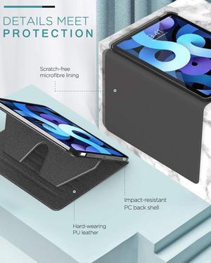 SaharaCase Multi-Angle Case for Apple iPad Air 10.9" (4th Generation 2020 and 5th Generation 2022) [Shockproof Bumper] Rugged Protection Antislip Grip Leather Kickstand - Black