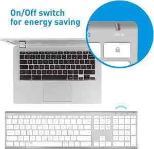Macally Wireless Bluetooth Keyboard and a Vertical Laptop Stand, Create a Professional Workspace