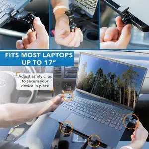 Mount-It! Laptop Vehicle Mount | No-Drill Computer Mounting Bracket for Front Passenger Seat | Sturdy and Full Motion Lockable Joints, Fits Laptops Up to 17"