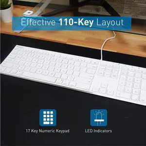 Macally Ultra Slim Wired Computer Keyboard and a Silent Wired Mouse, Essential Office Accessories