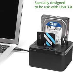 USB 3.0 to SATA III Dual Bay External Hard Drive Docking Station for 2.5 or 3.5in HDD Duplicator Clone Function