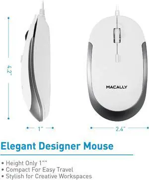 Macally Ultra Slim Wired Computer Keyboard, Silent Wired Mouse, and a Ergonomic Laptop Stand, All Your Office Needs