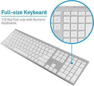 Macally Ultra Slim Wired Computer Keyboard and Ergonomic Laptop Stand, Create Both Efficiency and Comfort