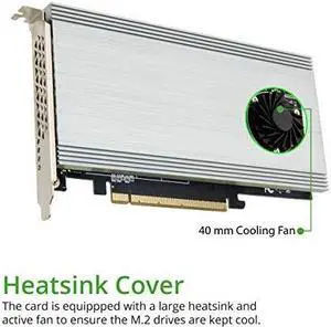 IO CREST Dual M.2 NVMe Ports RAID to PCIe 3.0 x16 Interface (x8 Bandwidth) Bifurcation Riser Controller - SI-PEX40158