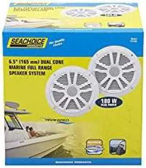 Seachoice Stereo Speakers, White, 6.5 in.