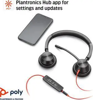 Plantronics - Blackwire 3325 Wired Stereo USB-C Headset with Boom Mic (Poly) - Connect to PC/Mac via USB-C or Mobile/Tablet via 3.5 mm Connector - Works with Teams, Zoom & More