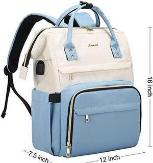 LOVEVOOK Laptop Backpack for Women Fashion Business Computer Backpacks Travel Bags Purse Doctor Nurse Work Backpack with USB Port, Fits 15.6-Inch Laptop Beige-Light Blue