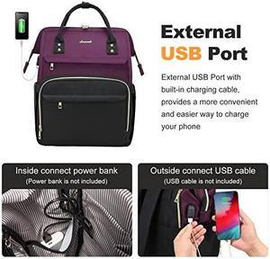 LOVEVOOK Laptop Backpack for Women Fashion Business Computer Backpacks Travel Bags Purse Doctor Nurse Work Backpack with USB Port, Fits 15.6-Inch Laptop Dark Purple-Black