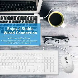 Macally Quiet Wired Mouse and an Ergonomic Keyboard, Relieve Pressure Off Your Body