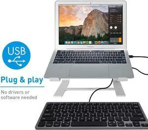 Macally Mini Wired Keyboard and a Quiet Wired Mouse, Matches Beautifully with Space Grey MacBook