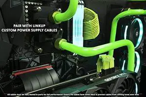 LINKUP - Extreme4+ PCIe 4.0 X16 Riser Cable [RTX4090 RX6950XT x570 Z690 Tested] Twinax Shielded High-Speed Vertical Mount Gaming PCI Express Gen4|Straight Socket (60cm) TT Compatible