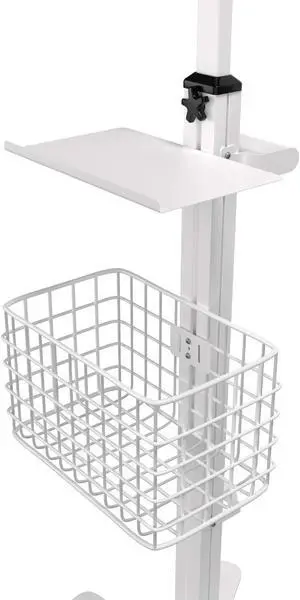 Medical Floor Stand - CTA Adjustable Mobile Floor Stand with VESA Plate, Basket, Keyboard Tray, Navigation Handle, & Interior Cable Routing System - Compatible with Paragon Enclosures (ADD-MFS)