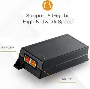 Zyxel Single Port Powerinjector | 1-2.5-5G MultiGig 802.3bt PoE++ Injector | Simple Plug and Play | IEEE 802.3af/at/bt Compatible Wireless LAN APs, IP Video Cameras or IP Phones up tp 6+W [POE12-60W]