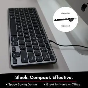 Macally Backlit Mac Keyboard Wired - The Perfect Size and Lighted - Slim and Compact Apple Keyboard with 3 Level Brightness LED Keys - Small Wired Keyboard for Mac, MacBook Pro/Air, iMac (Space Gray)