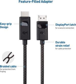 Cable Matters 8K DisplayPort 1.4 to HDMI Cable 6ft / 1.8m with 4K 120Hz / 8K 60Hz, Unidirectional 32.4Gbps Display Port 1.4 to HDMI 8K Cable in Black, for RTX 4080/4090, RX 7800/7900 and More