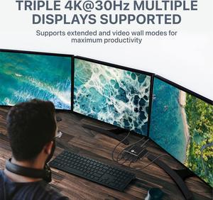SIIG MST Hub DisplayPort to HDMI Splitter, DP 1.4 to 3X Multi Stream Transport Hub HDMI, DisplayPort Hub Video Splitter, DisplayPort Daisy Chain Monitor Adapter,Not for MacOS (CE-DP0Q11-S1)