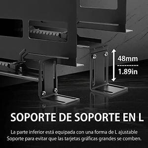 EZDIY-FAB Vertical PCIe 4.0 GPU Mount Bracket Graphic Card Holder with 5V 3 Pin ARGB LED Module, Video Card VGA Support Kit with PCIe 4.0 X16 Gen4 17cm/6.69in Riser Cable 90 Degree Right Angle (Black)