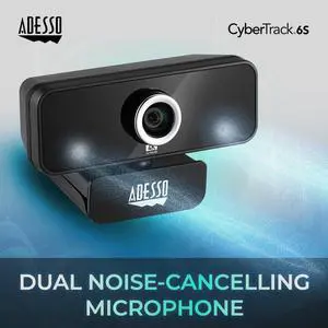 Adesso 4K HDR Ultra HD USB Webcam CyberTrack 6S Camera for PC Laptop Adjustable Angle Field of View Built-in Noise Cancellation Microphone