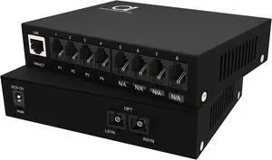 4 x POTS RJ11 Telephone and Gigabit Ethernet Over Fiber Converter - Multiplexer - Extender Set of FXS FXO Units - Universal Single and Multimode - 1 km MM (0.6 mi) 20km SM (11.4 mi) - Voice Over Fiber