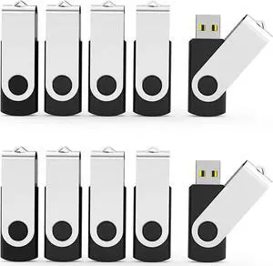 Flash Drives 32GB, Aiibe 20 Pack 32 GB Flash Drive Bulk USB Flash Drives 32GB USB 2.0 Thumb Drive Swivel Memory Stick USB Drive (32GB, Black)