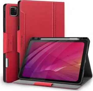 Antbox Case for iPad Pro 12.9'' 6th Generation (2022) 5th/4th/3rd Generation (2021/2020/2018), Built-in Pencil Holder Auto Sleep/Wake Function PU Leather Smart Cover (Red)