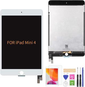 A-MIND Screen Replacement for iPad Mini 4 A1538 A1550 LCD Display Touch Screen Digitizer Assembly Parts Without Home Button,with Tool Kit & Screen Protector (White)