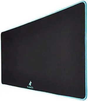 ANUBISGX (68 Color/Size Options Gaming Mouse Pad (XL: 36x18), Black Pad with Light Blue Stitching. Best Premium Waterproof Non RGB Computer Gaming XL Desk Pad Mat, Large Non-Slip Gamer Mousepad