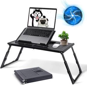 Laptop Desk for Bed,Asltoy Laptop Bed Tray Table,Foldable Lap Desk Tablet Stand Notebook Bed Tray Desk with Internal USB Fans Laptop Table Height & Angle Adjustable Breakfast Table Desk