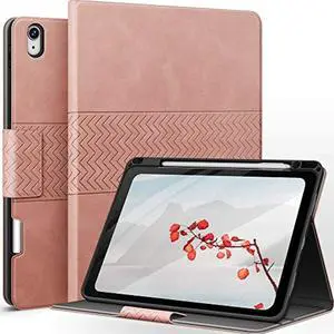 auaua iPad Air 5th Generation Case(2022), iPad Air 4th Generation (2020) with Pencil Holder, Auto Sleep/Wake, Vegan Leather, iPad Air 5/4 10.9'' Smart Stand Cover (Pink)