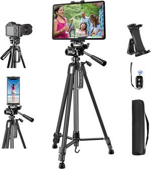 Tripod for iPad iPhone, Heavy Duty Tablet Tripod Stand Mount Holder 60inch Height with Remote for 3.5 to 13.5in iPad Phone, iPad Pro Air Mini 12.9 11, DSLR,Video Zoom Meeting