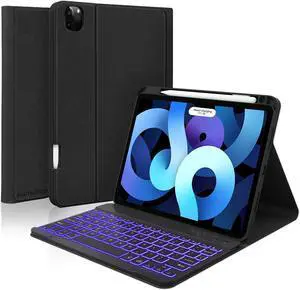 Keyboard Case for iPad Pro 2022 11-inch(4th Gen),Air 5th 4th Gen 2022/2020, Pro 11 1st/2nd/3rd 2018/2020/2021, 10.9 inch Case with Pencil Holder, Backlit Detachable BT Keyboard, Smart Folio(Black)