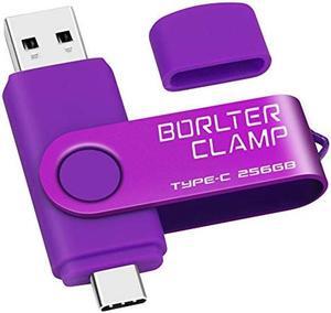 256GB USB Type-C Flash Drive, BorlterClamp USB C 3.0 Jump Drive Memory Stick Dual Port for Android Smartphones Samsung Galaxy S10/S9/S8/Note 9, LG, Huawei, Tablets & Computer (Purple)