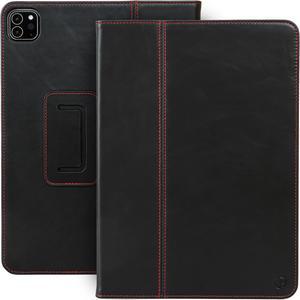 Casemade iPad Pro 11" (1st/2nd/3rd/4th Generation 2018/2020/2021/2022 Models) Real Leather Case - Premium Slim Cover/Smart Folio with Dual Stand and Auto Sleep/Wake (Black)
