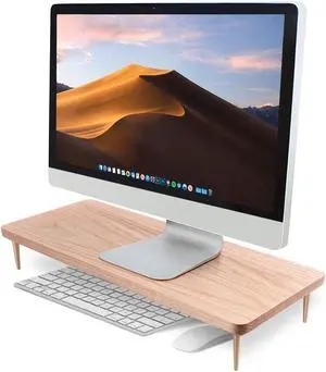 CRAFT KITTIES Monitor Stand Wood Riser with 4 USB Ports, Computer Monitor Stand with America Walnut Data Transfer Charging Hub -Compatible with Computer, Mac, PCs, Smartphone, 20.5*8.3in