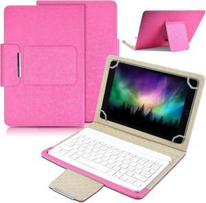 DETUOSI Universal 10.1 inch Android Tablet Case with Keyboard, Removable Wireless Bluetooth Keyboard + PU Leather Folio Book Cover + Stand, Travel Portable Sleeve for iOS/Android/Windows System Tablet