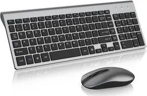 cimetech Wireless Keyboard and Mouse Combo, Compact Full Size Wireless Computer Keyboard and Mouse Set 2.4G Ultra-Thin Sleek Design for Windows, Computer, Desktop, PC, Notebook, Laptop - Grey